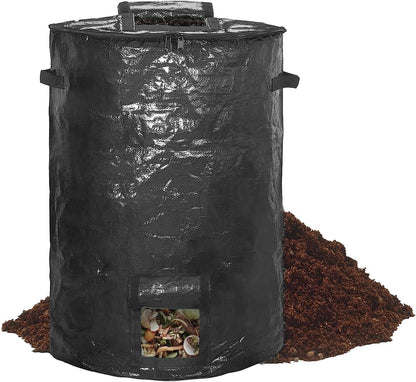 Large Compost Bin Bags,Garden Compost Bin Bags 80 Gallon(300L) Outdoor Collapsible Garden Yard Garbage Cans Leaf Bag (Black 2pcs)