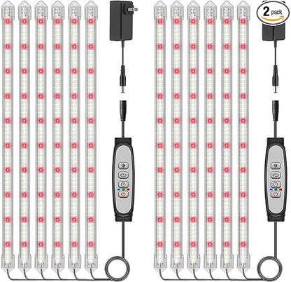 6-Bar Grow Light Strips for Indoor Plants, 16" Full Spectrum Plant Lights, 6500K Sunlike Grow Lights with 6/12/18H Timer, 5-Level Dimmable for Indoor Growing (2 Pack)