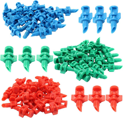 75 Pcs 90/180/360 Degree Misting Nozzle, Micro Sprinkler Heads Irrigation Misting Sprayer, Refraction Automizing Drippers for Garden Lawn Plants Irrigation System