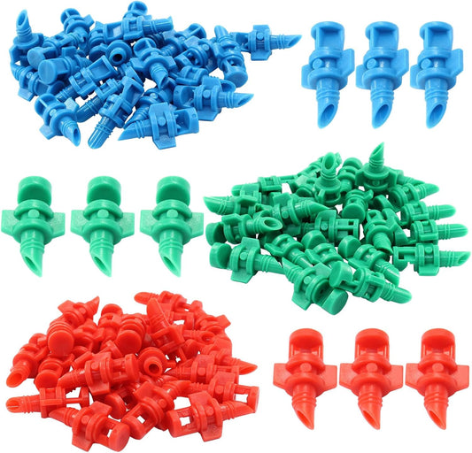 150 Pcs 90/180/360 Degree Misting Nozzle, Micro Sprinkler Heads Irrigation Misting Sprayer, Refraction Automizing Drippers for Garden Lawn Plants Irrigation System