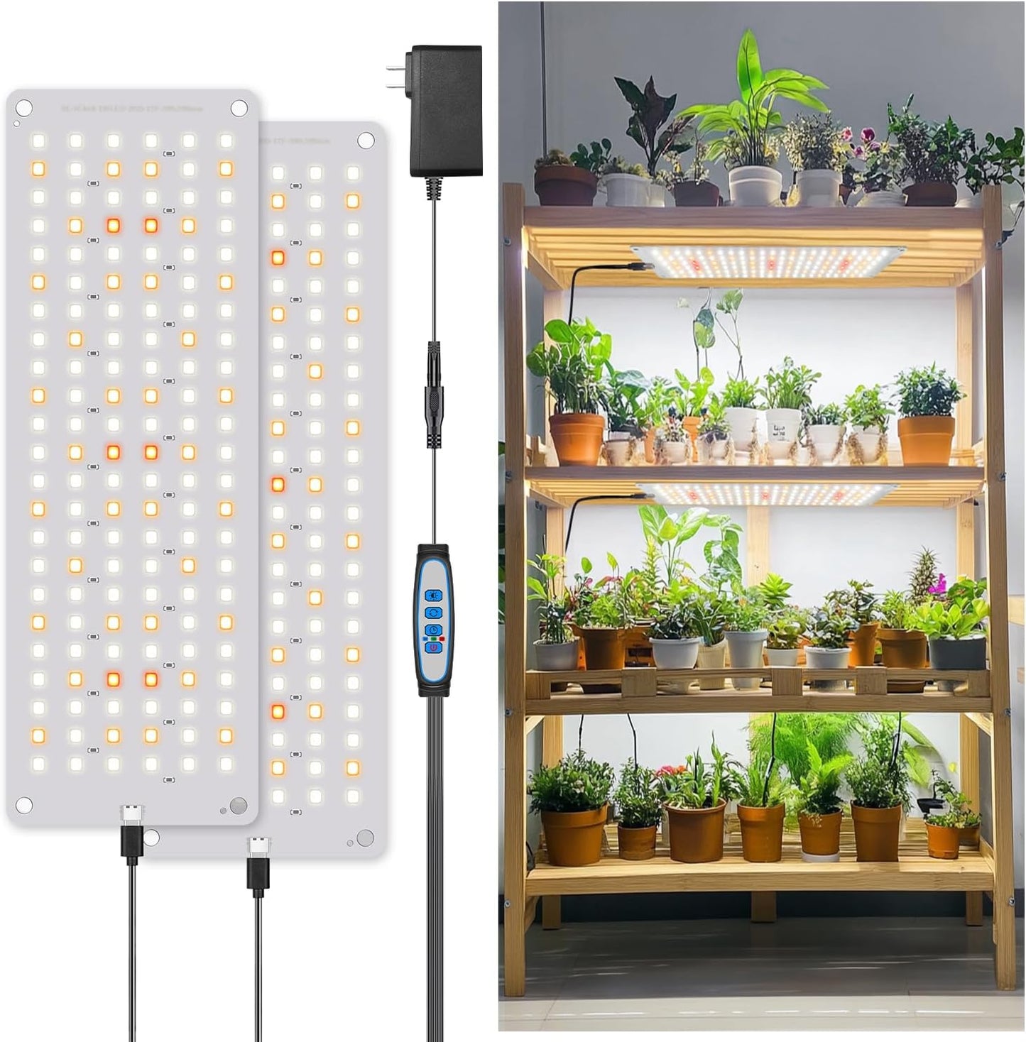 Grow Lights for Indoor Plants, 276 LED Full Spectrum Plant Light for Indoor Growing Seed Starting, 2 Pack Slim Grow Lamp with UL Adapter, 6/12/16H Timer, 3 Light Modes, 5 Dimmable