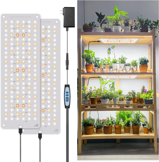 Grow Lights for Indoor Plants, 276 LED Full Spectrum Plant Light for Indoor Growing Seed Starting, 2 Pack Slim Grow Lamp with UL Adapter, 6/12/16H Timer, 3 Light Modes, 5 Dimmable