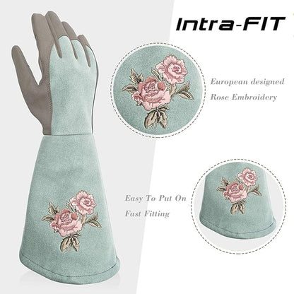 Rose Pruning Gloves Thorn Resistant, Embroidery Gardening Gloves with Extra Long Forearm Protection