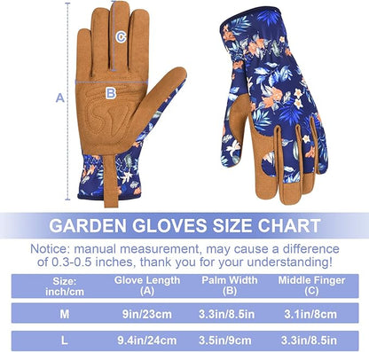 Womens Gardening Weeding Working Gloves, Leather Garden Glove for Women Thorn Proof No Stab for Digging, Planting,Pruning