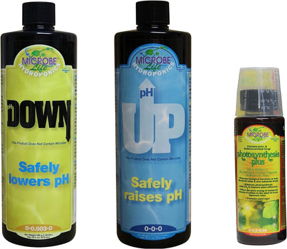 Microbe Life Hydroponics pH Control Kit with pH Up and Down for Stability, 16 oz Bottles, 4 oz Sample of Premium Liquid Nutrients