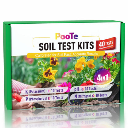 Soil Test Kit - 4-in-1 Soil Testing Kit with Test Tube & Tablets - 40 Tests Upgraded Accurate Tester for pH Nitrogen Phosphorus & Potassium in Garden Lawn Yard Vegetable