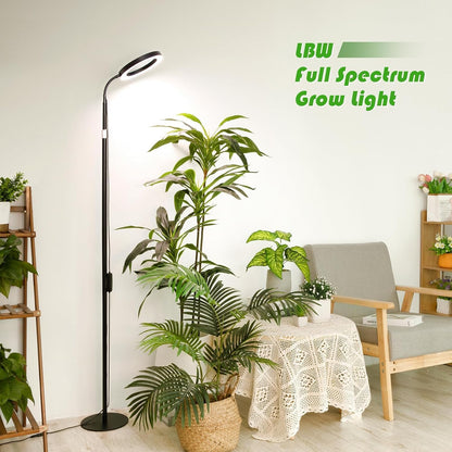 LBW Grow Lights for Indoor Plants with Stand Full Spectrum, Floor Plant Lights for Indoor Growing, 108 LEDs Standing Plant Lamp, 4/8/12H Auto Timer, 6 Brightness, Height Adjustable,7.8 Diameter