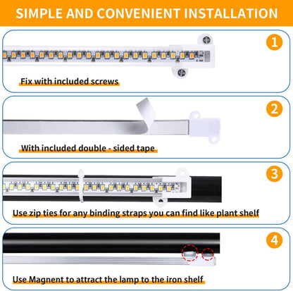 Two Strip Growing Lamp for Indoor Plants, 3500K Full Spectrum LED Grow Light Strips with Auto ON/Off 3/9/12H Timer & 10 Dimmable Levels for Green House Succulent (2 Headx2 Pack)