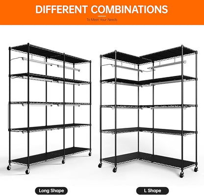 Bstrip 5-Tier Corner Plant Stand with Grow Lights, Large L-Shaped or Long Shape Indoor Plant Shelf, 8 Pack 192W T8 Full Spectrum Grow Lights for Indoor Plants & Seed Starting (58L x 13.8W x 59H)