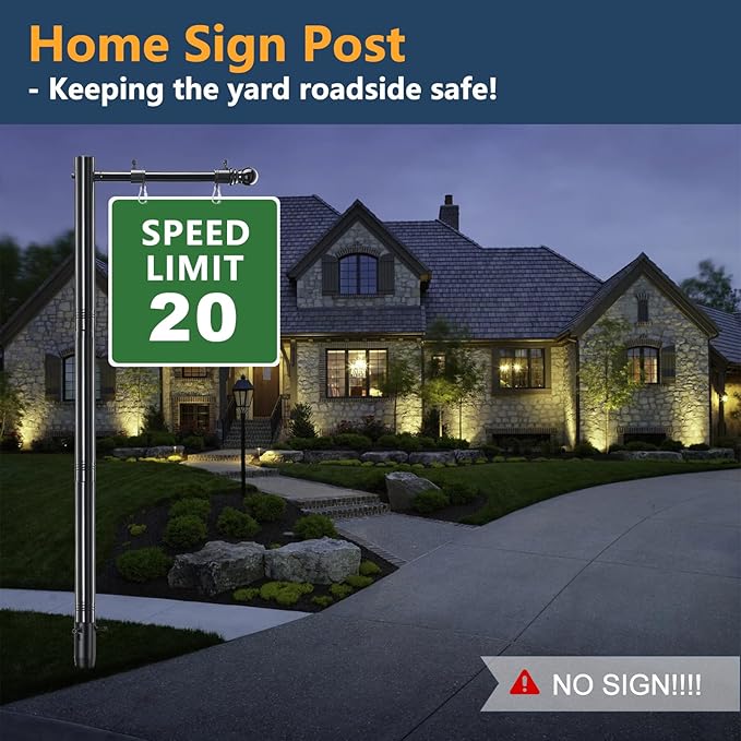 Heavy Duty Real Estate Sign Post Holder - 100" Adjustable Metal Yard Sign Stand with Spiral Ground Stakes, Rust-Proof Coating, Universal Sign Holder for Traffic, Construction, Events, Weatherproof & Long-Lasting