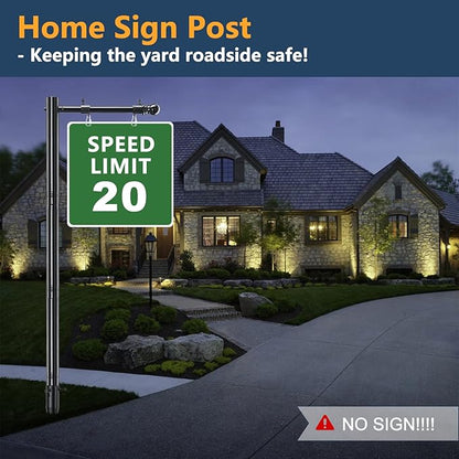 Heavy Duty Real Estate Sign Post Holder - 100" Adjustable Metal Yard Sign Stand with Spiral Ground Stakes, Rust-Proof Coating, Universal Sign Holder for Traffic, Construction, Events, Weatherproof & Long-Lasting