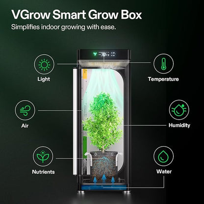 VGrow All-in-One Smart Grow Box, Professional System with Samsung LM301H EVO Grow Light, Advanced Circulation & Ventilation System, Irrigation, Nutrient, Magnetic Window for Indoor Hydroponics