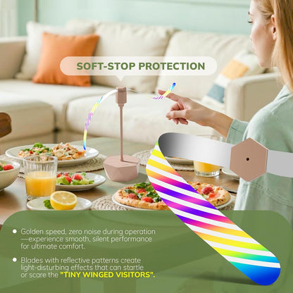 Portable Battery Powered Fly Fans for Tables Up to 15 Hours Working Time, 4-Pack Indoor Outdoor Food Fan with Flexible Goose-Neck Blades for Home Restaurant Party Picnic Patio BBQ, Lotus Pink