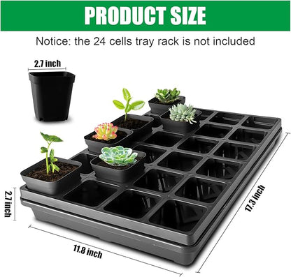 5 Pack Nursery Potting Tray, Carrying and Holding Plant Tray for Seeds Starting Pot, Collecting Drainage Water(Black)