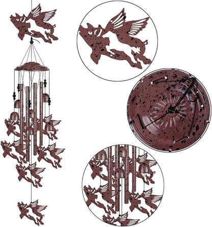 Outdoor Flying Pigs Wind Chimes Decoration, Blessing Wind Bells, Memorial Wind Chimes, Pigs Wind Catcher, Fly Pig Decor, 7 Fly Pigs Wind Chime for Home, Balcony, Tree, Festival Decor, Gifts for Mom