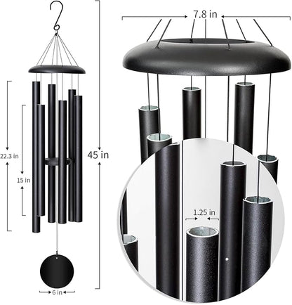 45'' Wind Chimes Outdoor,Memorial Wind Chime, Large Wind Chimes for Outside Deep Tone, Sympathy Gifts. Black