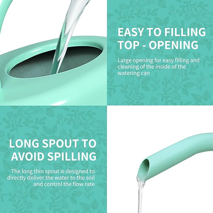 Watering Can, Stainless Steel Watering Can for Indoor & Outdoor Plants, 1L/35oz Long Spout Water Can with Handle, Rust-Proof Plant Watering Pot for House Plants, Garden Flowers