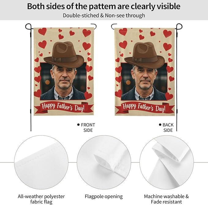 Custom Father Garden Flag for Outdoor Personalized Father's Yard Flags Decor Customized Flag Add Your Own Picture/Text House Lawn Banner Double Sided Home Wall Decoration 12.5x18 28x40