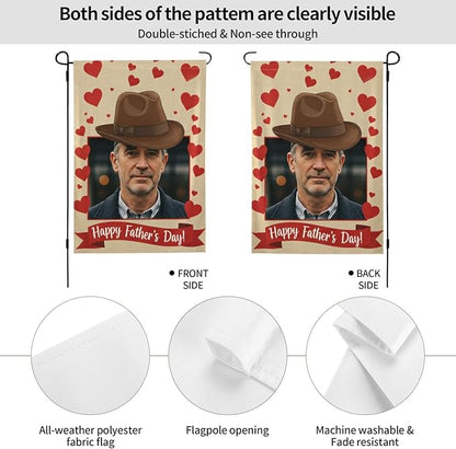 Custom Father Garden Flag for Outdoor Personalized Father's Yard Flags Decor Customized Flag Add Your Own Picture/Text House Lawn Banner Double Sided Home Wall Decoration 12.5x18 28x40