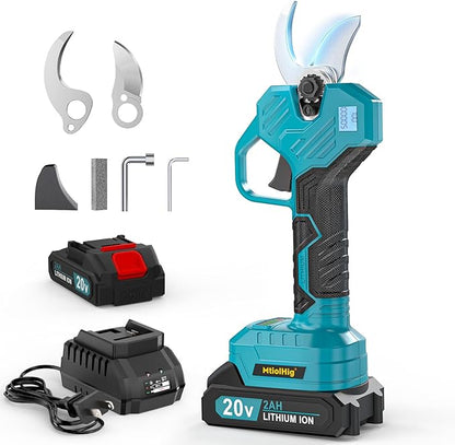 Cordless Pole Pruning Shears Compatible with Makita 18V Battery: 1.5-2 Inch Cutting Diameter Electric Pruning Shears with 2 x 2.0Ah Rechargeable Batteries - with LCD Display for Tree Branch