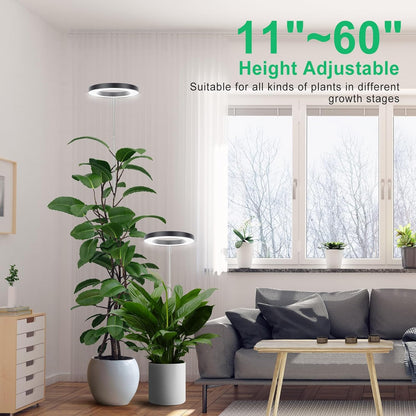 LORDEM Plant Grow Light, Full Spectrum Plant Light for Indoor Plants, Brightness Adjustable LED Growing Lamp with Auto On/Off Timer 4H/8H/12H, Height Adjustable, 2 Packs of Black