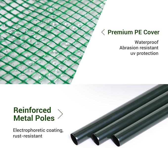 Lean to Greenhouse for Outdoors: Ohuhu Portable Tomato Green House Heavy Duty with Roll-Up Zippered Door, Tall Plastic Greenhouses for Outside Winter Plants Growing Shed for Backyard, 6.6x2.5x5.6 FT