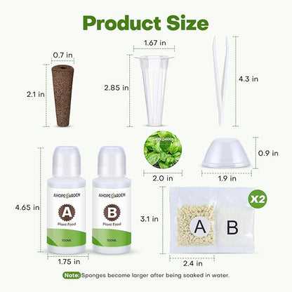 Ahopegarden 166PCS Hydroponic Pods Herb Kit: Grow Anything Kit With 600ml A&B Plant Food, 40 Grow Sponges, 40 Baskets, 40 Domes, 40 Labels, 1 Tweezer - Hydroponics Supplies for Aerogarden & Most Brand