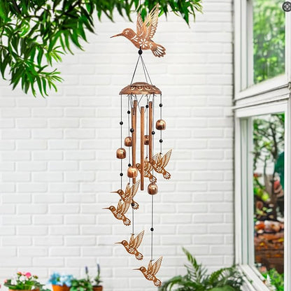 Hummingbird Wind Chimes for Outside, Metal Windchimes Outdoors Hummingbird Gifts for Women Memorial Sympathy Wind Chimes for Patio Garden Yard