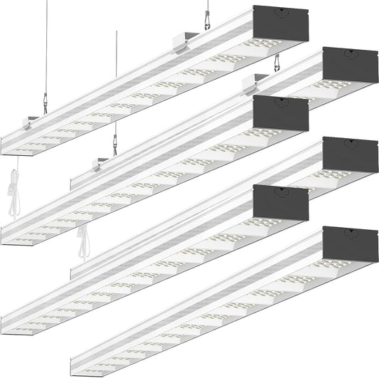 4FT LED Shop Light, 50W, 6000LM, 5000K Daylight, Linkable 4 Foot LED Light Fixture for Garage, 48 Inch Linear LED Light for Workshop, Utility Shop Lights, Suspended & Flush Mount, 6 Pack