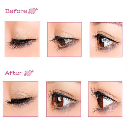 Stainless Steel Eyelash Curler with Built-in Comb Pinch Pain-Free Suitable for Any Eye Shapes and Sizes, with 5 Silicone Refill Pads (Peach Pink)