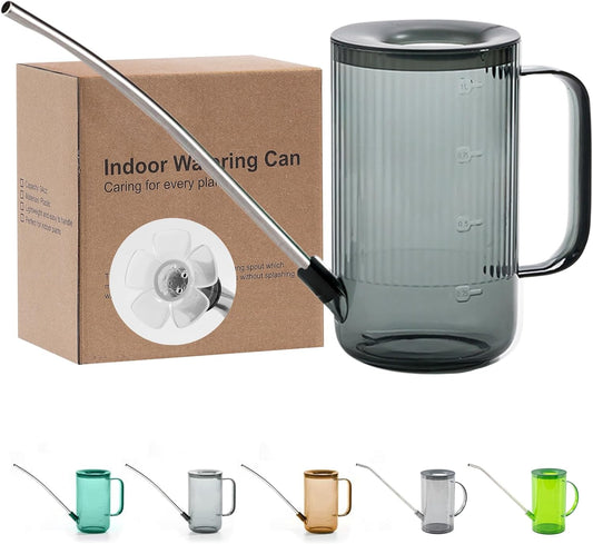 Long Spout Watering Can Indoor, Small Watering Cans for House Plants, Flowers, Succulents, 34oz (Grey)