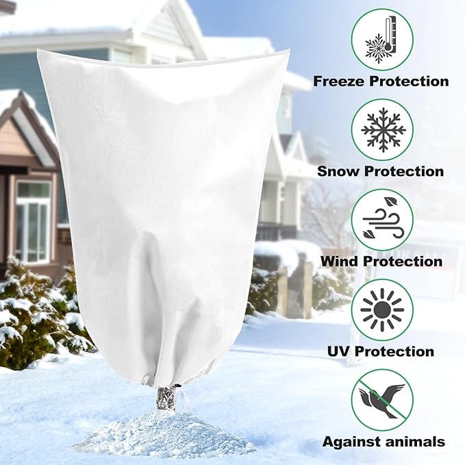 Plant Covers for Winter Tree Covers Freeze Protection, 2 Pack 47.2" X 70.8" Frost Covers for Outdoor Plants with Zipper Drawstring, Frost Cold Weather Plant Freeze Protection Cover Bags