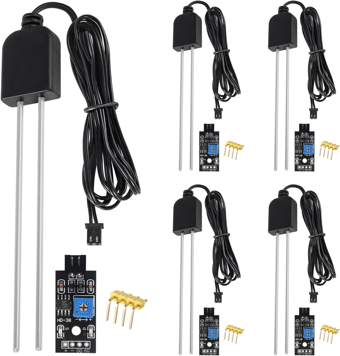 5 Sets Soil Moisture Sensor, Resistive Soil Moisture Meter, Soil Hygrometer Sensor Test Kit with Corrosion Resistant Probe Digital Analog Signal Output for Garden Automatic Watering System