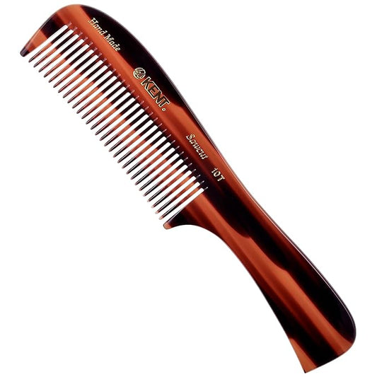 Kent 10T Tortoise Large Detangler Comb, Handmade Wide Tooth Comb for Curly and Thick Hair, Detangling Combs For Wet and Dry Hair, Saw-Cut and Hand Polished Handmade in England