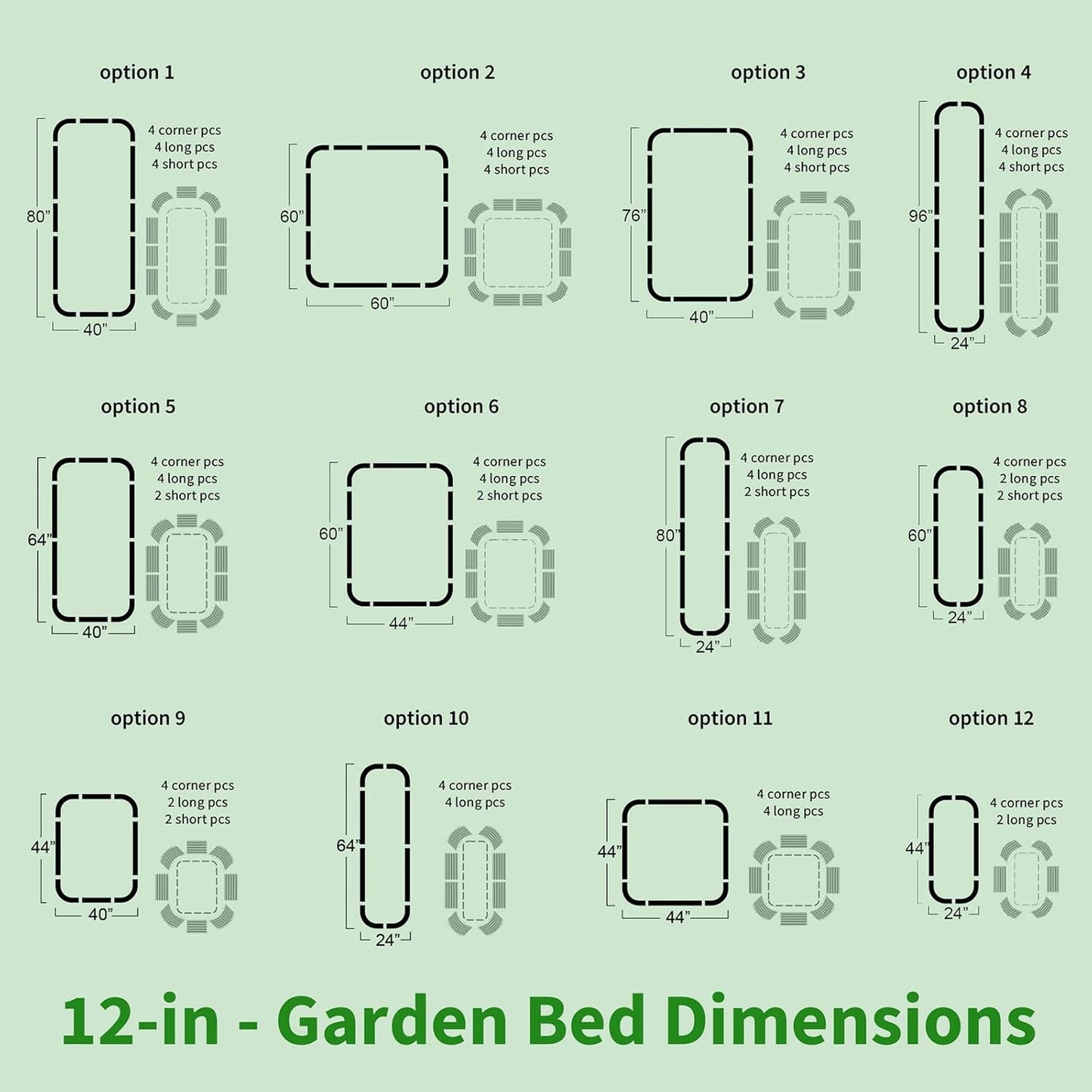Olle Galvanized Planter for Vegetables 12-in-1 Large Metal Raised Bed Gardening Kit for Outdoors 32" Tall Size 5X5 Feets 8X2 Feets 4x8 Raised Garden Bed, Ivory