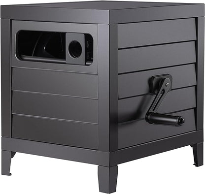 Metal Garden Hose Reel Deck box, Durable Steel Garden Hose Storage Box Cabinet, 150ft 5/8" Garden Hose Capacity. - Hose guide Manual Rewind, No-leak aluminum water connections