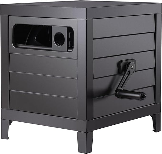 Metal Garden Hose Reel Deck box, Durable Steel Garden Hose Storage Box Cabinet, 150ft 5/8" Garden Hose Capacity. - Hose guide Manual Rewind, No-leak aluminum water connections