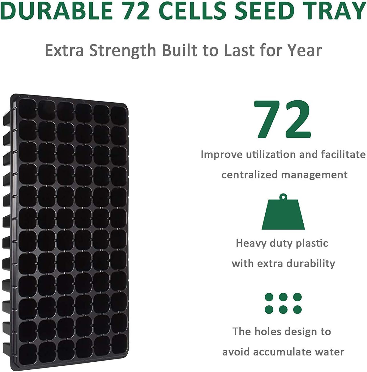 AIFUSI 10 Pack Seed Starter Kit, 72 Cell Seedling Trays Gardening Germination Plastic Tray Nursery Pots Mini Propagator Plant Grow Kit Plug Tray Starting Trays for Seedling Germination