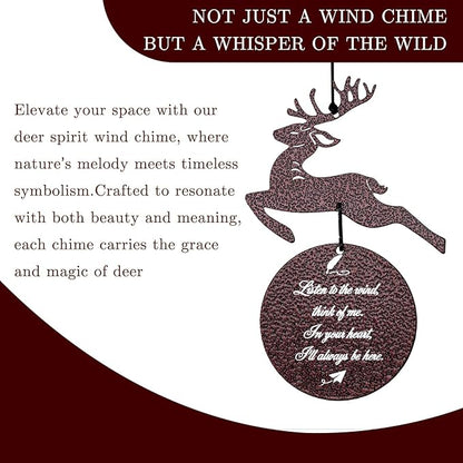 Wind Chimes for Outside, 32" Memorial Wind Chimes for Loss of Loved One Mother Father, Memorial Sympathy Gift Outdoor Garden Patio Decor, Deer Xmas Decorations(Brown)