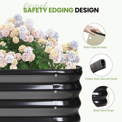 5-in-1 Adjustable Raised Garden Bed Kit | Galvanized Planter Boxes for Vegetables, Flowers | 12" Tall, Multiple Sizes (8x3x1ft, 9x2x1ft, 10x1x1ft, 6x5x1ft, 7x4x1ft) | Outdoor Metal Raised Bed, Grey