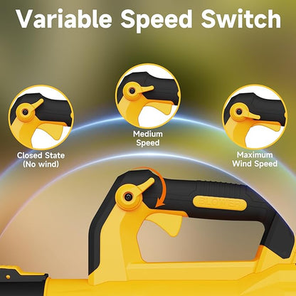 Leaf Blower Cordless with 2× 5.0Ah Batteries and Charger, 21V Electric, Lightweight Battery Powered Blowers for Lawn Care, Yard, Patio Cleaning, Blowing Leaves & Dust, Yellow