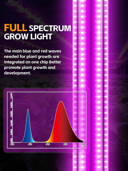 LED Grow Lights for Indoor Plants 48W, 4FT Full Spectrum Sunlight Plant Light, Hanging Suspended Fixture, Linkable, Super Bright, Greenhouse, Easy Installation 4-Pack