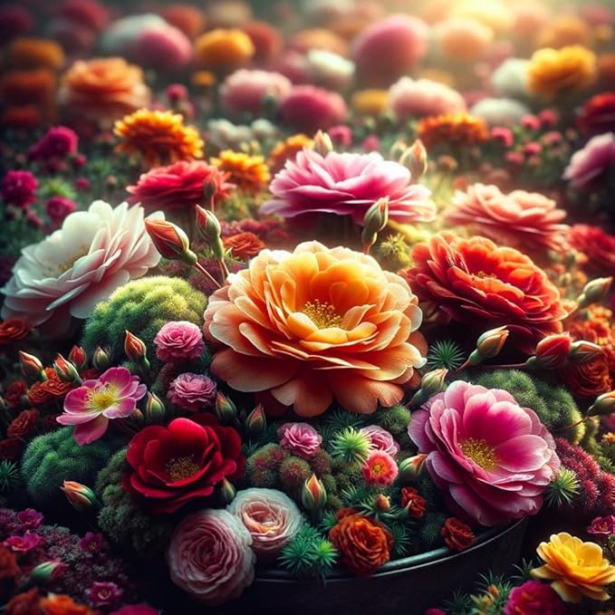 Moss Rose Mix Seeds – Annual Flower (Portulaca grandiflora) | Drought-Tolerant Ground Cover, Vibrant Blooms in Multiple Colors