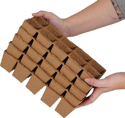 Daniel's Plants 2" Naked Pots Seedling Trays | Natural Plantable Seed Starter Trays | OMRI-Listed Biodegradable | Earth Friendly Contains No Peat | 100 Cell 2 Inch Tray (100, 2 Inch Tray)