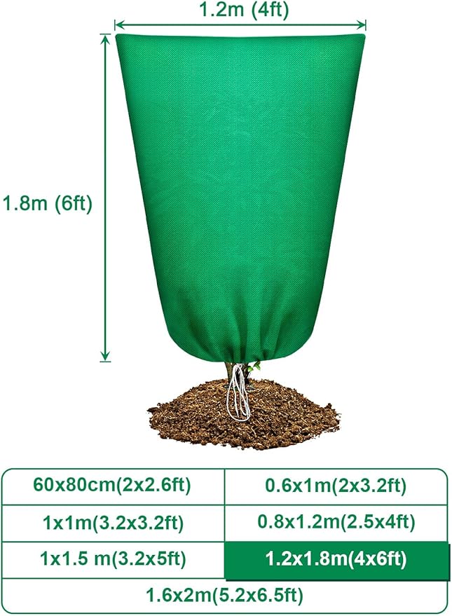 Abimars Thicker Plant Covers Freeze Protection Jacket 2.36 oz/yd², 4'x6' Reusable Winter Plant Covers with Drawstring & Zipper, 2 Pack Light, Porous Fabric for Plant Breathing