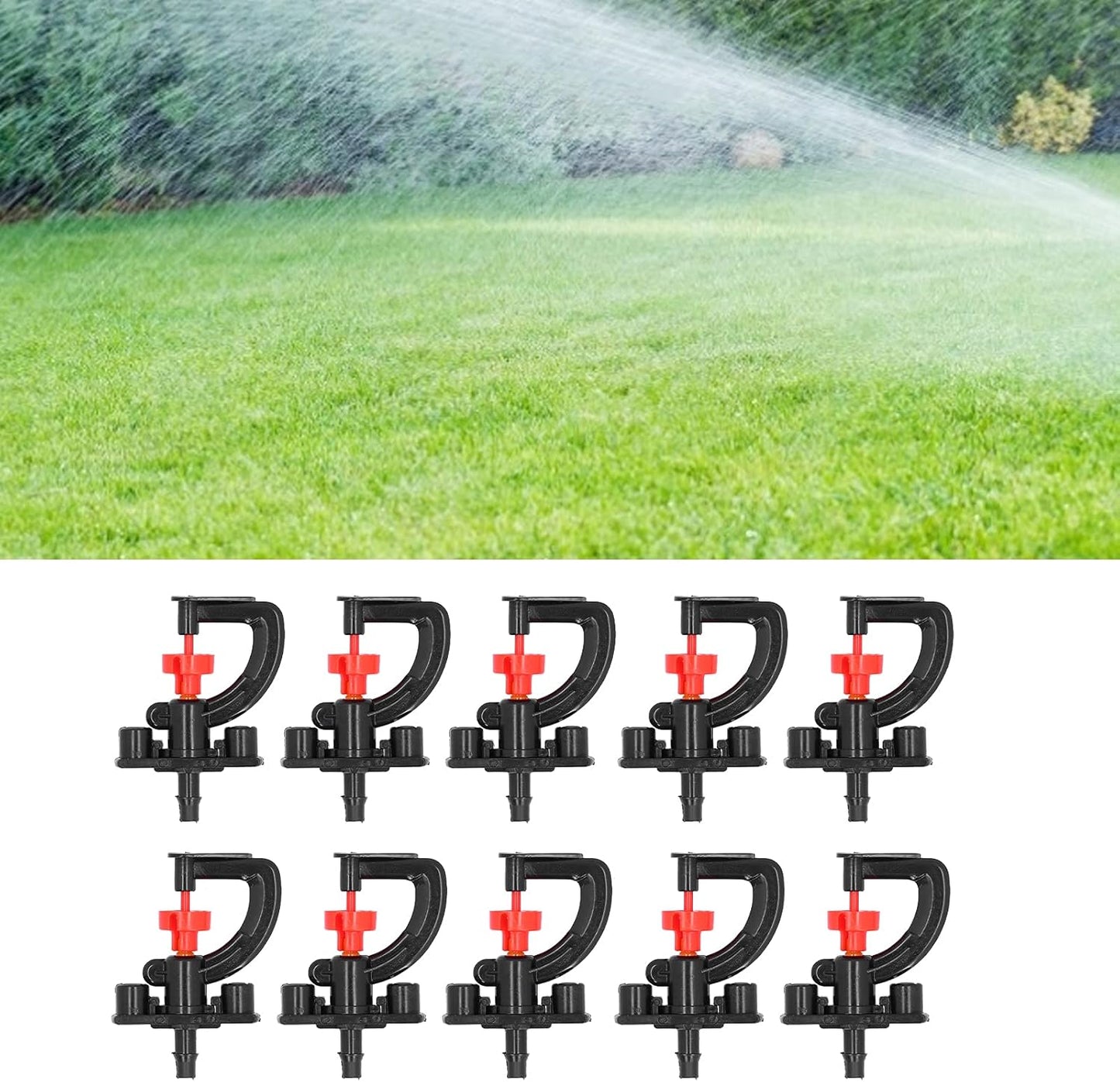 10 Set Drip Irrigation Sprayer Tips, G Type Micro Rotating Sprinkler, 360 Degree Drip Irrigation Emitters, Plastic Refraction Nozzle for Greenhouse, Garden Watering