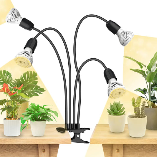 SANSI LED Grow Lights for Indoor Plants, 600W Full Spectrum Gooseneck Clamp Grow Lamp, 40W Power Plant Light with High PPFD for Seeding, Lifetime Free Bulb Replacement