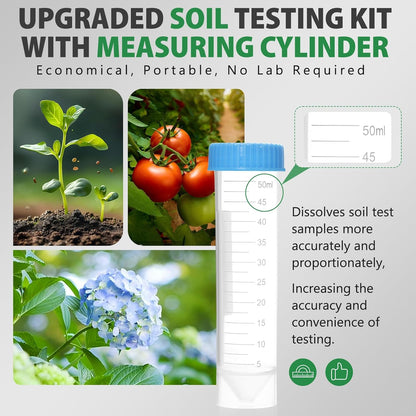 Upgrade pH and Nitrogen Soil pH Tester with Measuring Cylinder - Accurate 100 Soil Testing Kit Professional Soil pH Test Strips for Garden Lawn Yard Grass Flower Vegetable Compost Dirt