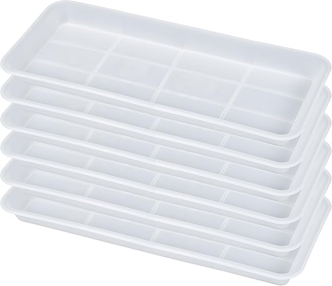 6 Pack Plastic Plant Saucer, Rectangular, Indoors Outdoor, Drip Tray for Flower Pot, Windowsill (6 X 11 Inch, Clear)