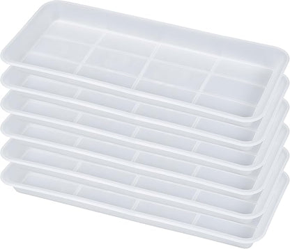 6 Pack Plastic Plant Saucer, Rectangular, Indoors Outdoor, Drip Tray for Flower Pot, Windowsill (6 X 11 Inch, Clear)